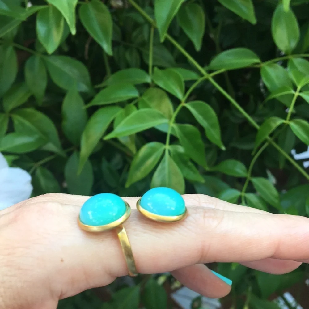 Turquoise + Gold Adjustable Boho Statement Ring